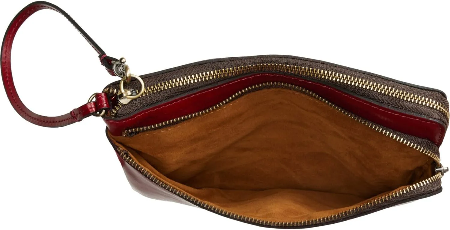 Patricia Nash Varone Leather Wristlet Purse, Ruby Red, Gift Box Included