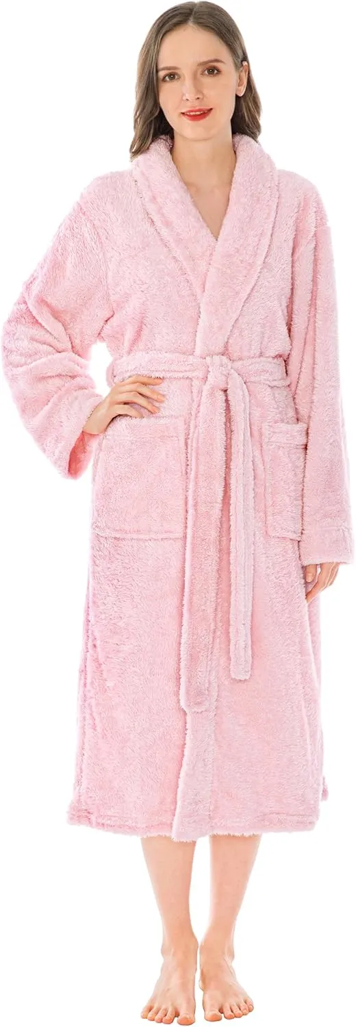 PAVILIA Premium Womens Plush Soft Robe Fluffy, Warm, Fleece Sherpa Shaggy Bathrobe