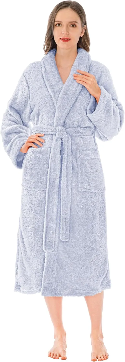 PAVILIA Premium Womens Plush Soft Robe Fluffy, Warm, Fleece Sherpa Shaggy Bathrobe