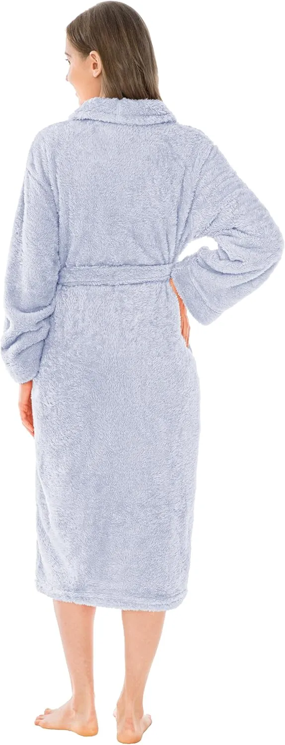 PAVILIA Premium Womens Plush Soft Robe Fluffy, Warm, Fleece Sherpa Shaggy Bathrobe
