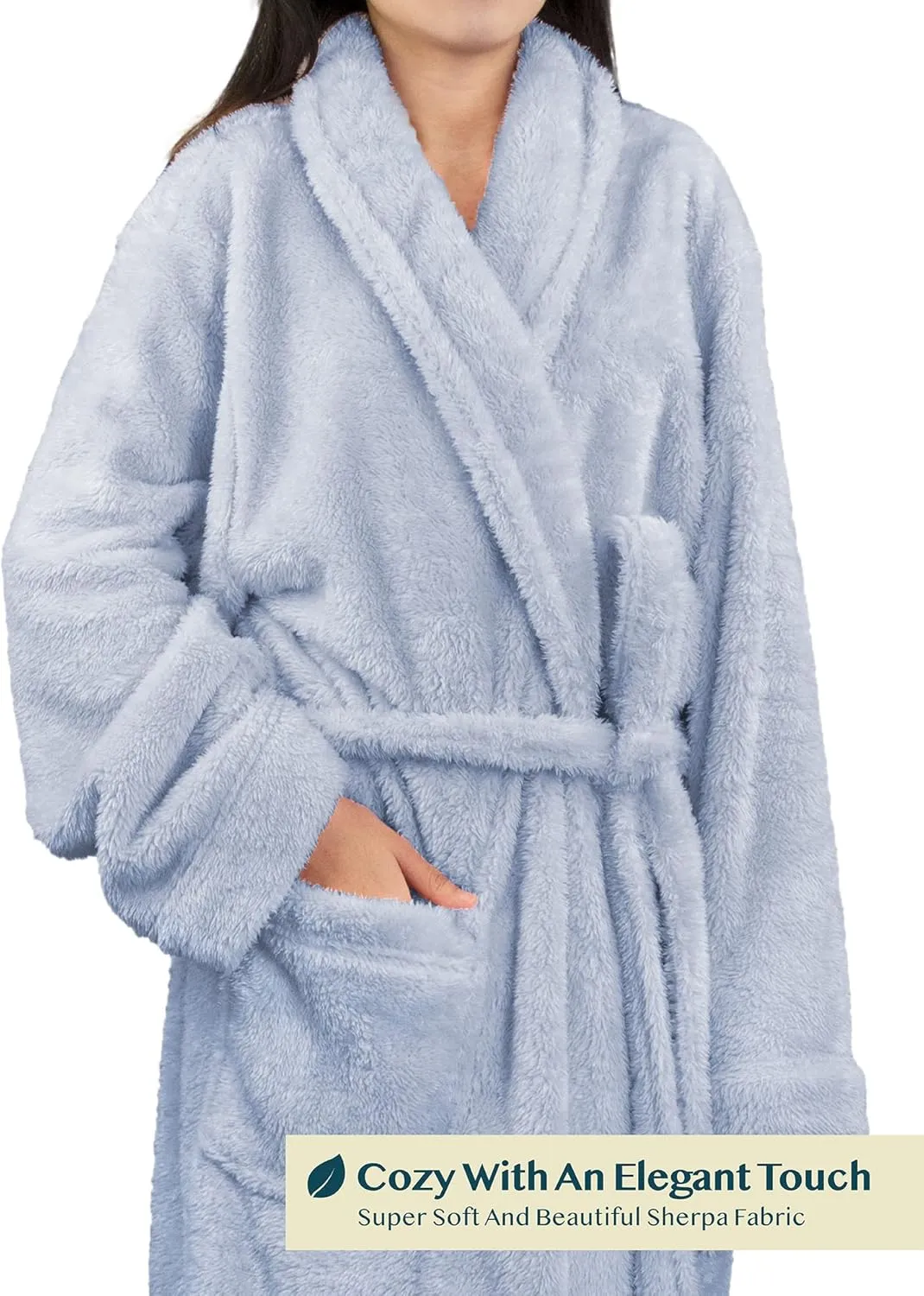 PAVILIA Premium Womens Plush Soft Robe Fluffy, Warm, Fleece Sherpa Shaggy Bathrobe