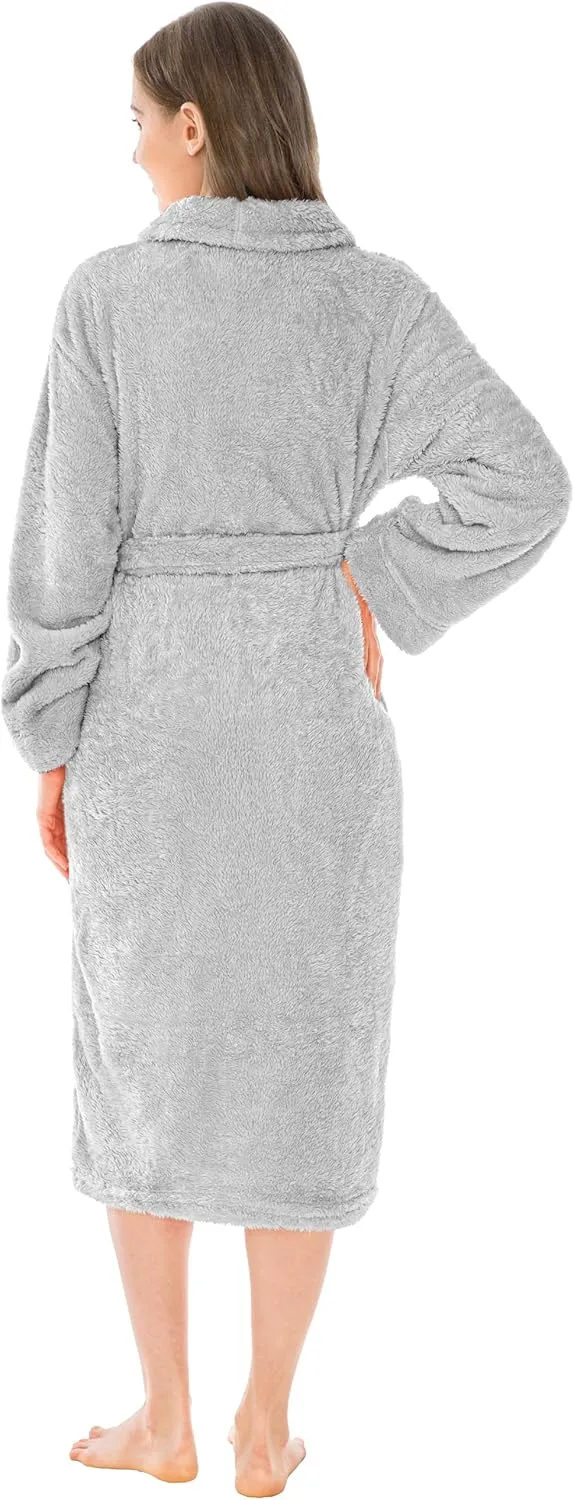 PAVILIA Premium Womens Plush Soft Robe Fluffy, Warm, Fleece Sherpa Shaggy Bathrobe
