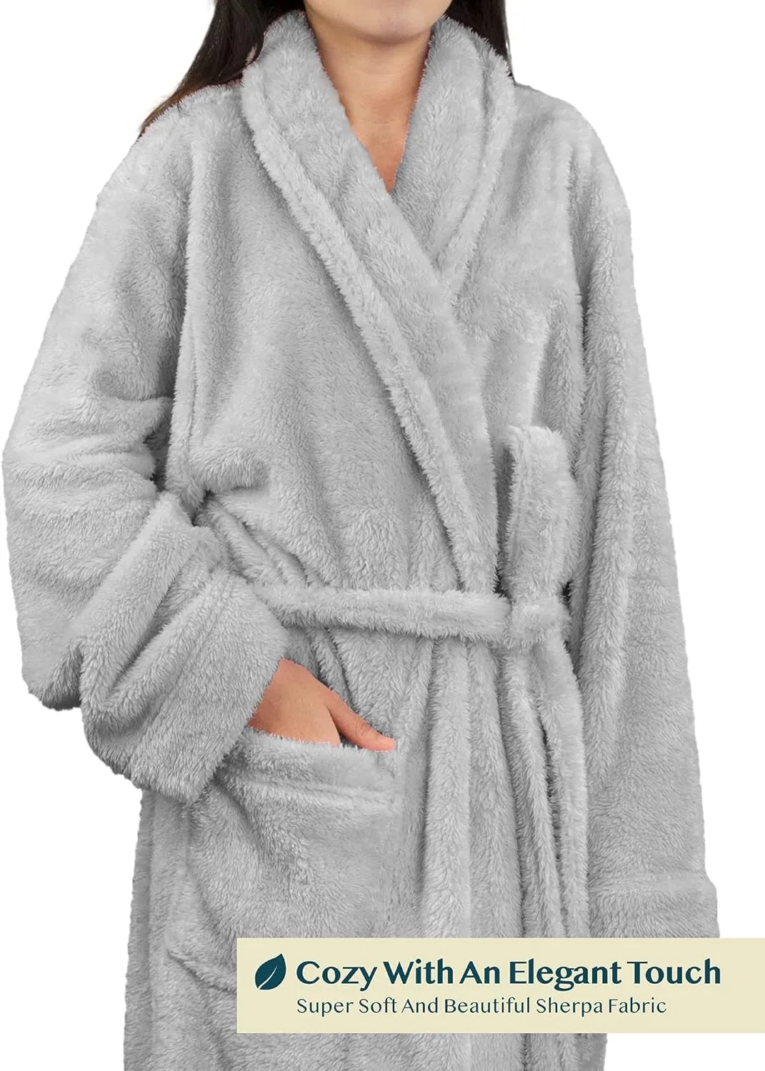 PAVILIA Premium Womens Plush Soft Robe Fluffy, Warm, Fleece Sherpa Shaggy Bathrobe
