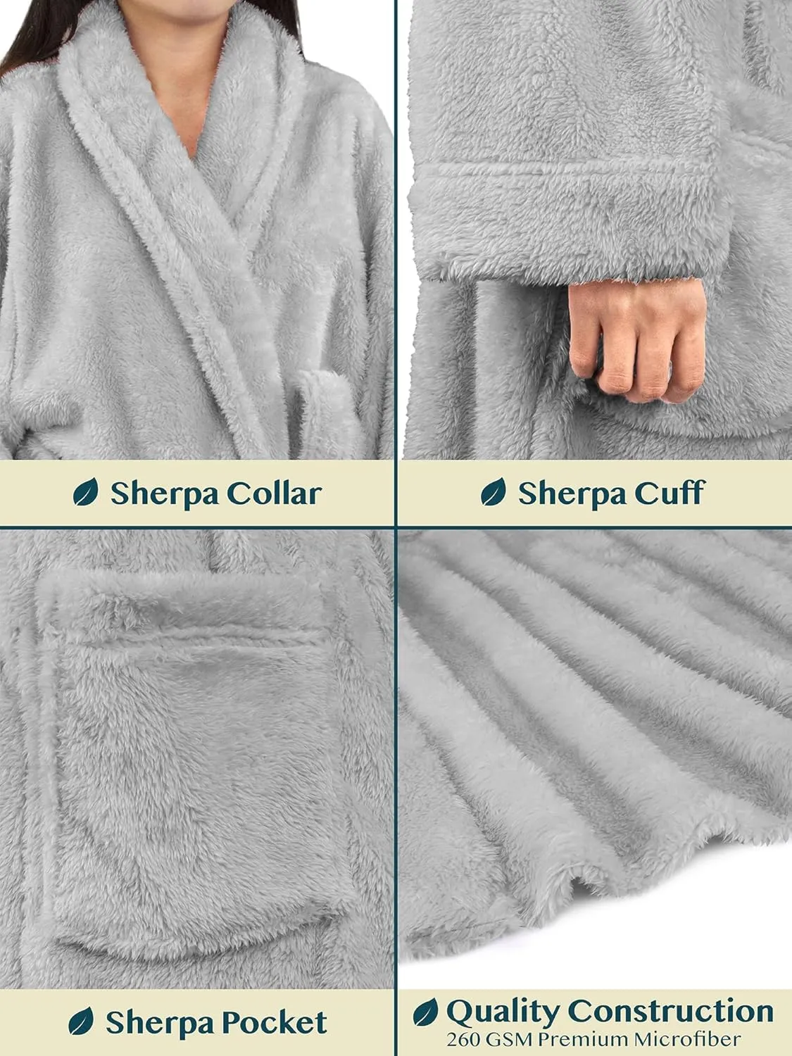 PAVILIA Premium Womens Plush Soft Robe Fluffy, Warm, Fleece Sherpa Shaggy Bathrobe