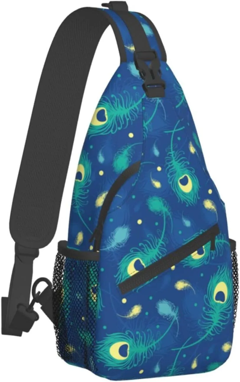 Peacock Shoulder Bag Cute Sling Backpack Daypack Casual Feather Hiking Bag Womens Backpack Bag Animal Bag
