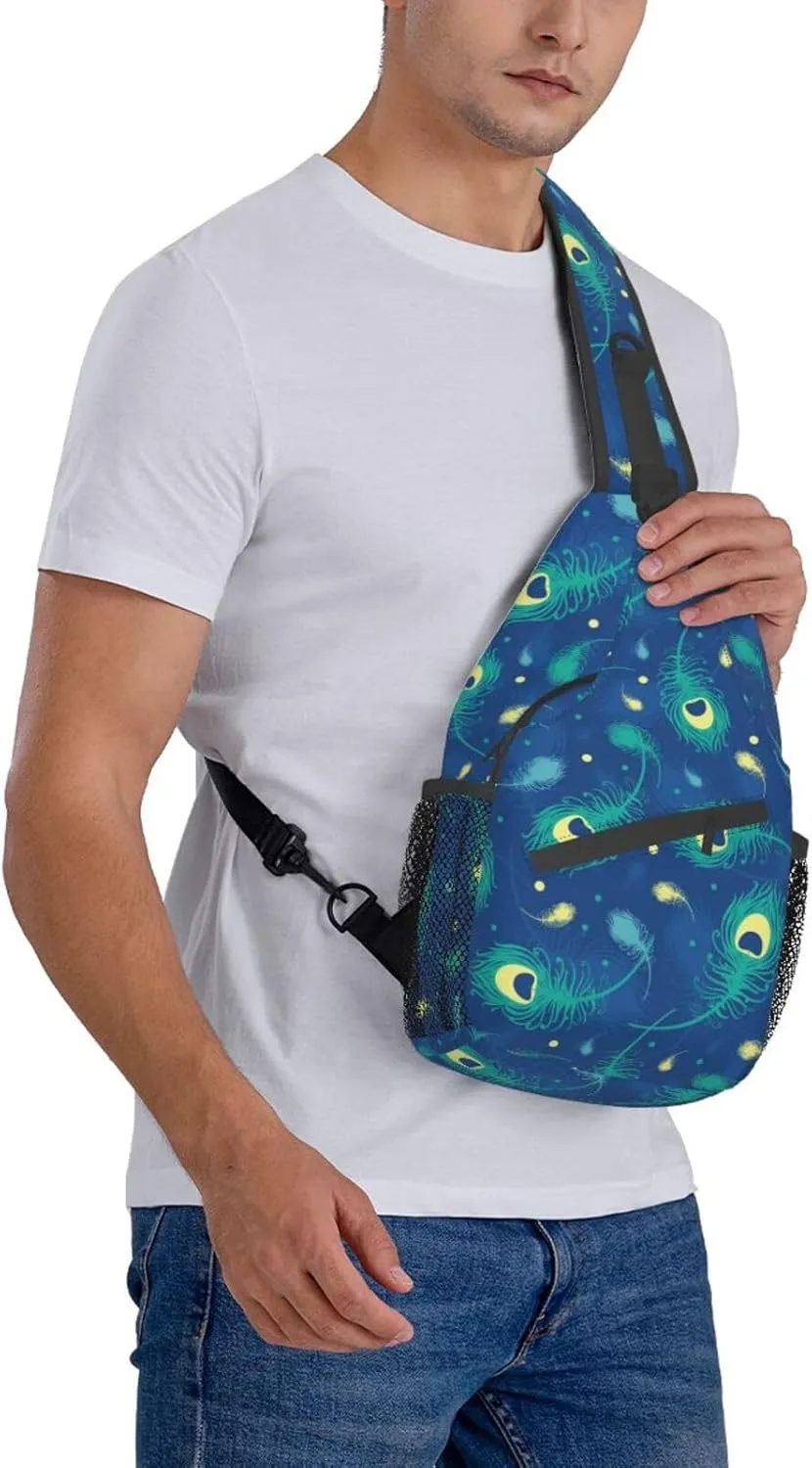 Peacock Shoulder Bag Cute Sling Backpack Daypack Casual Feather Hiking Bag Womens Backpack Bag Animal Bag