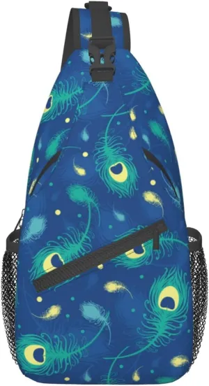 Peacock Shoulder Bag Cute Sling Backpack Daypack Casual Feather Hiking Bag Womens Backpack Bag Animal Bag