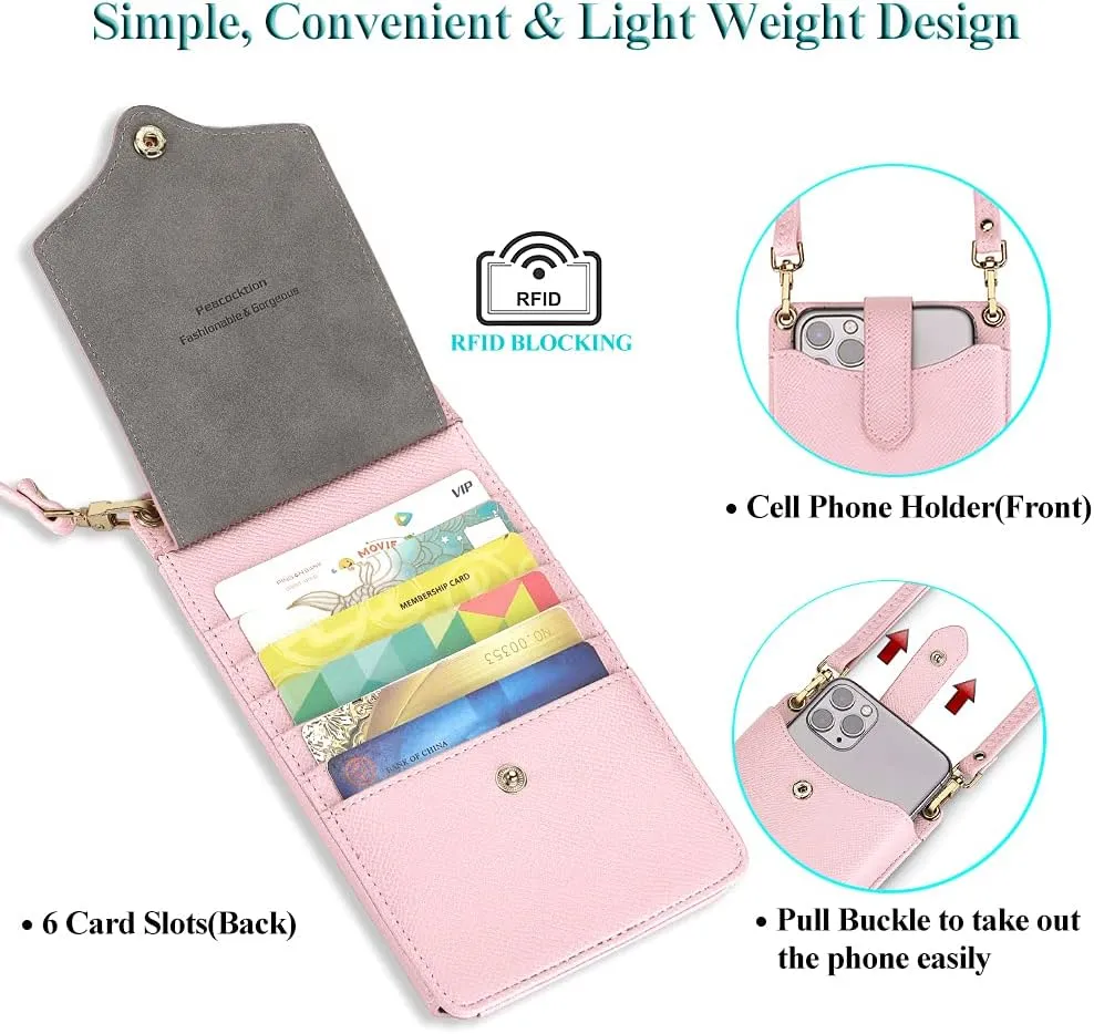 Peacocktion Small Crossbody Cell Phone Purse for Women, Lightweight Mini Small Crossbody Bags for Women with Card Slots