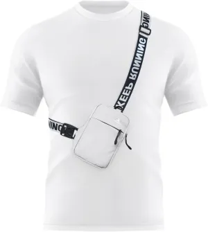 Peicees Mini Crossbody Sling Bag Chest Bag Dual Pocket Water Resistant Fanny Pack Running Phone Holder for Men Women Workout Travel, White