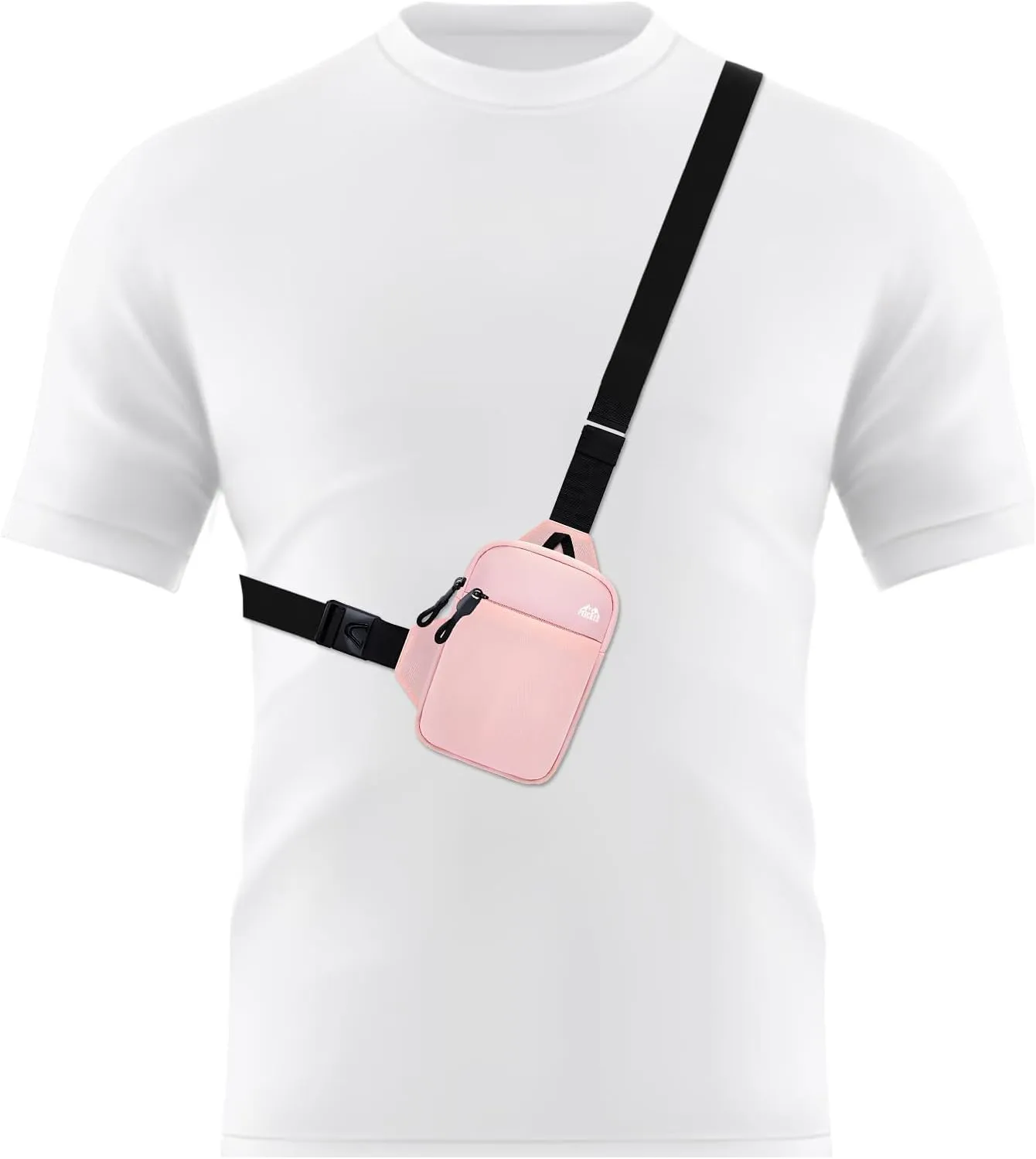 Peicees Mini Crossbody Sling Bag Dual Pocket Water Resistant Running Phone Holder Chest Shoulder Bag for Men Women Travel Gym