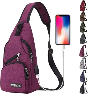 Peicees Travel Gym Bike Sling Bag Shoulder Backpack Daypack w/USB Charging Port