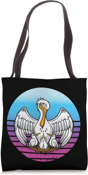 Pelican Chick Hatch Retro Vintage Sunset Tropical Animal Tote Bag