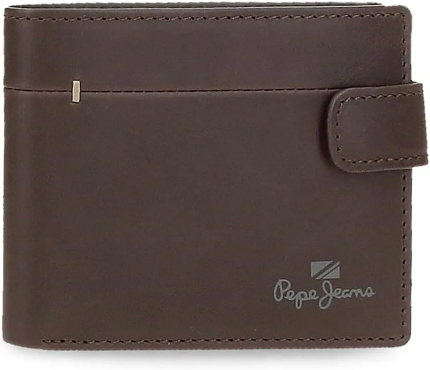 Pepe Jeans Staple Horizontal Wallet with Click Closure, One Size, Brown, One Size, Horizontal wallet with click closure