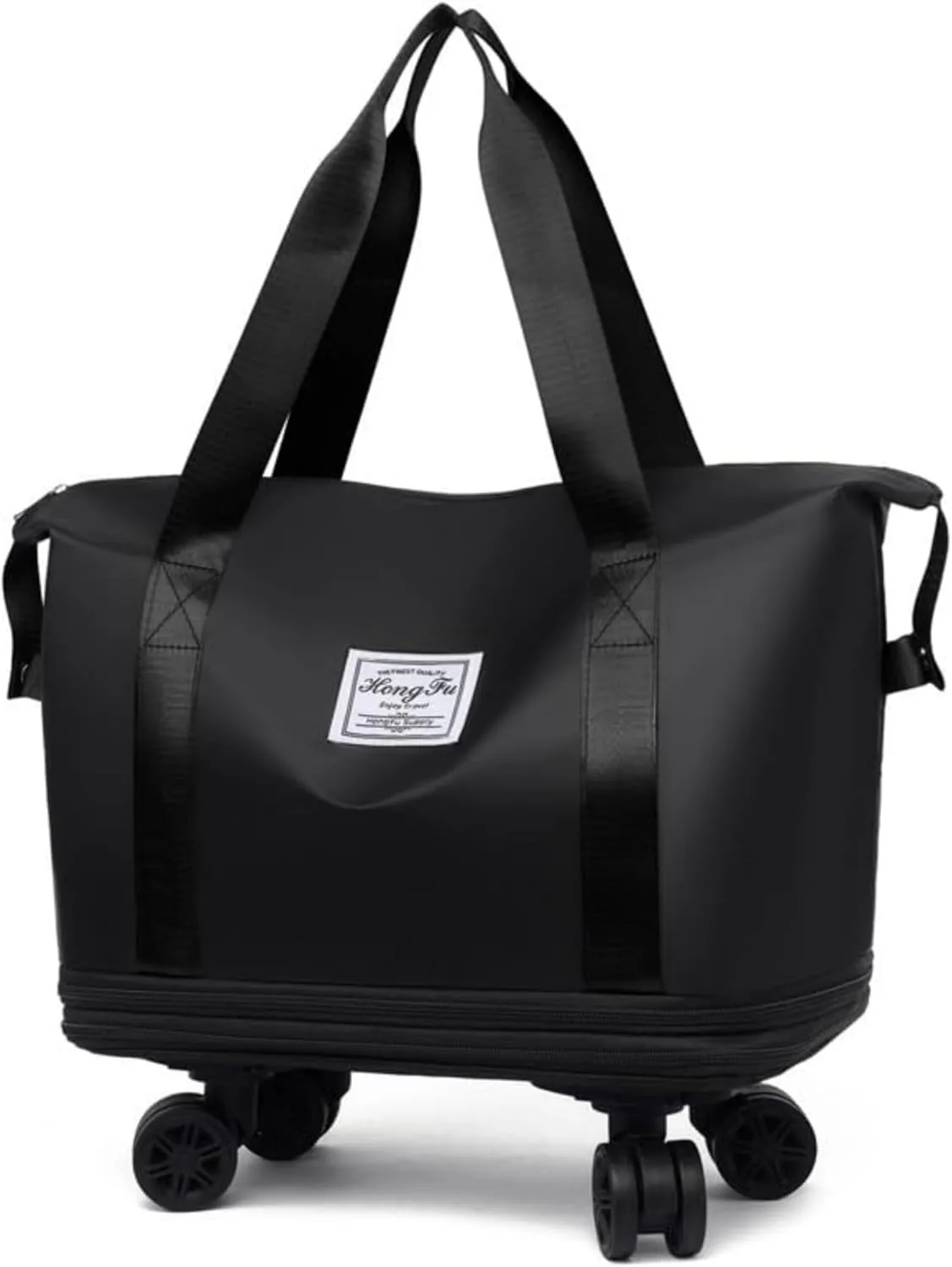Pepepo Travel Bag with Wheels, Expandable Large Capacity Travel Bag with Removable Wheel, Foldable Luggage Bags (Black)