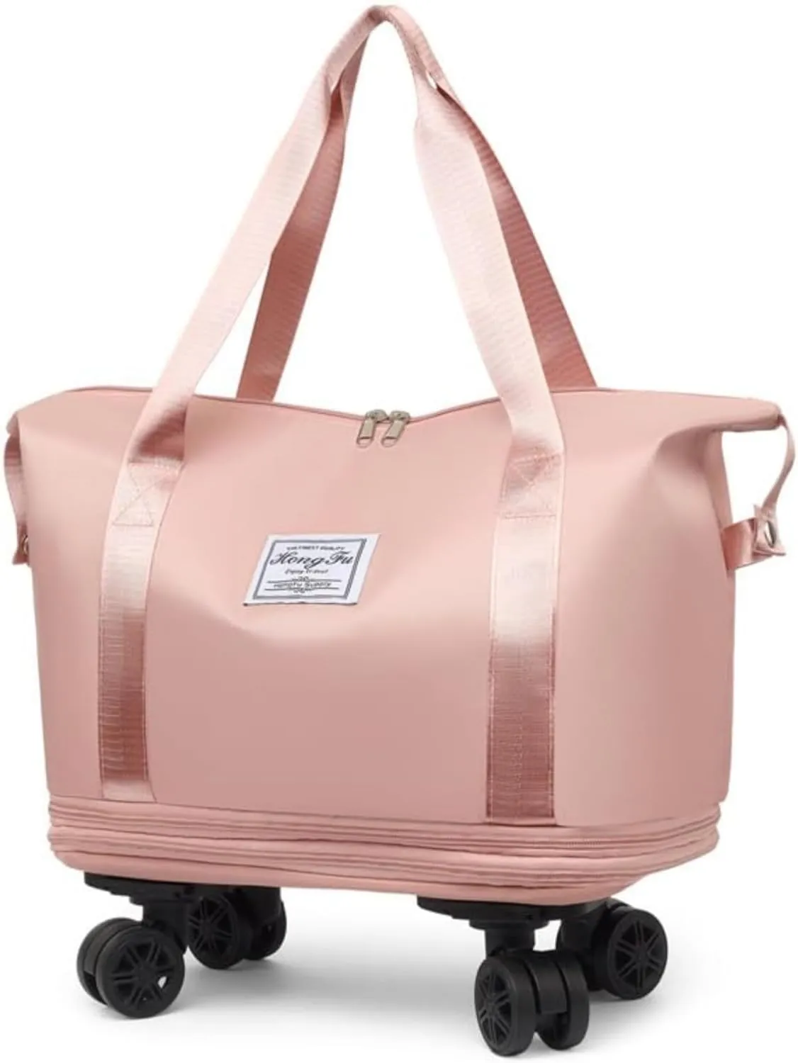 Pepepo Travel Bag with Wheels, Expandable Large Capacity Travel Bag with Removable Wheel, Foldable Luggage Bags (Pink)
