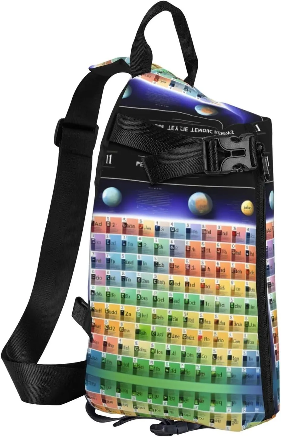 Periodic Table Of Elements Print Crossbody Backpack Casual Sling Bag Travel Lightweight, Adjustable Cross Bag