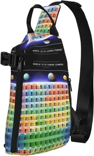 Periodic Table Of Elements Print Crossbody Backpack Casual Sling Bag Travel Lightweight, Adjustable Cross Bag