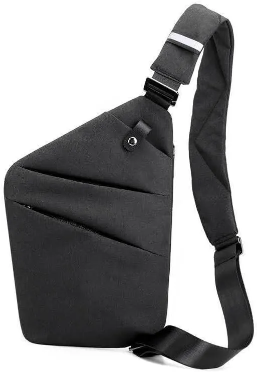 Personal Flex Bag Chest Sling Bag, Right Handed Crossbody Bags, Small Shoulder Bag, for Men Women, for Outdoor (Black, Right)