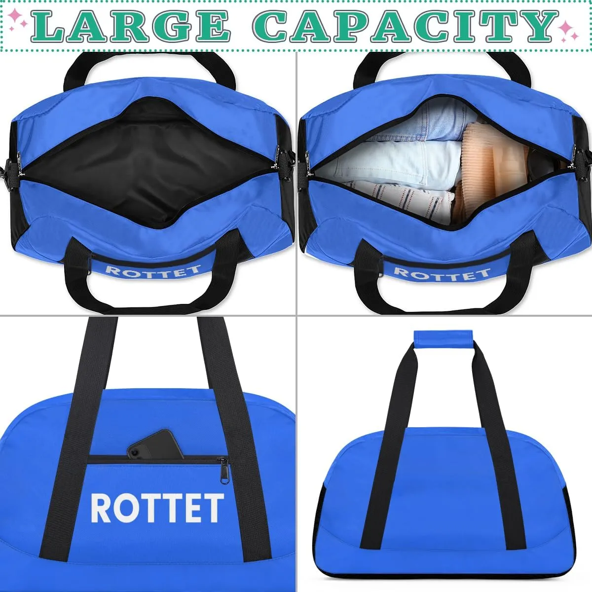 Personalize-Kids-Duffel-Bags With Custom Name Text Carry-On Overnight Travel Gym Lightweight Dance Sports Bags For Girls Boys Kids,Blue 4