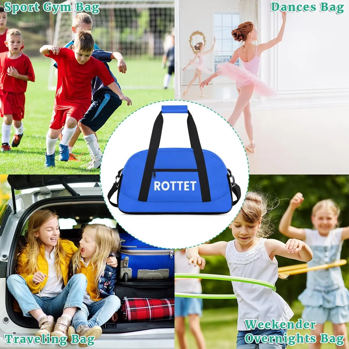 Personalize-Kids-Duffel-Bags With Custom Name Text Carry-On Overnight Travel Gym Lightweight Dance Sports Bags For Girls Boys Kids,Blue 4