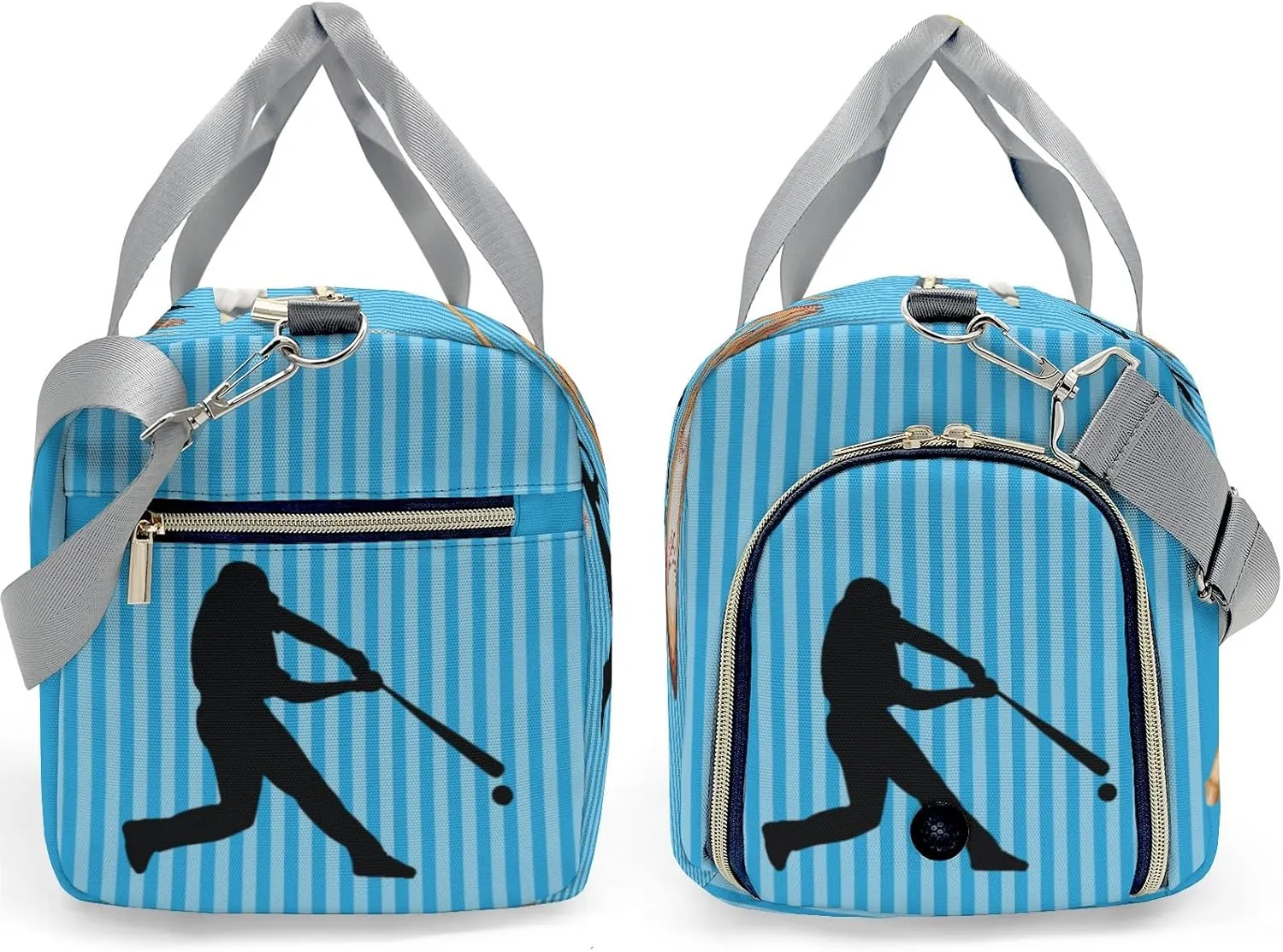 Personalized Baseball Player Stripes Sky Duffel Bag,Customized Sport Player Travel Bag for Gifts