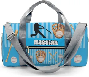 Personalized Baseball Player Stripes Sky Duffel Bag,Customized Sport Player Travel Bag for Gifts