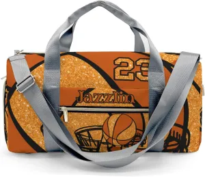 Personalized Basketball Gym Orange Duffel Bag,Customized Sport Player Travel Bag for Gifts