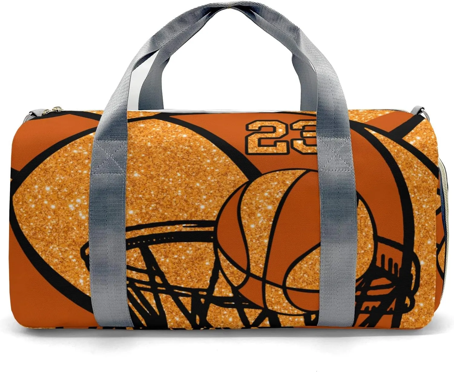 Personalized Basketball Gym Orange Duffel Bag,Customized Sport Player Travel Bag for Gifts