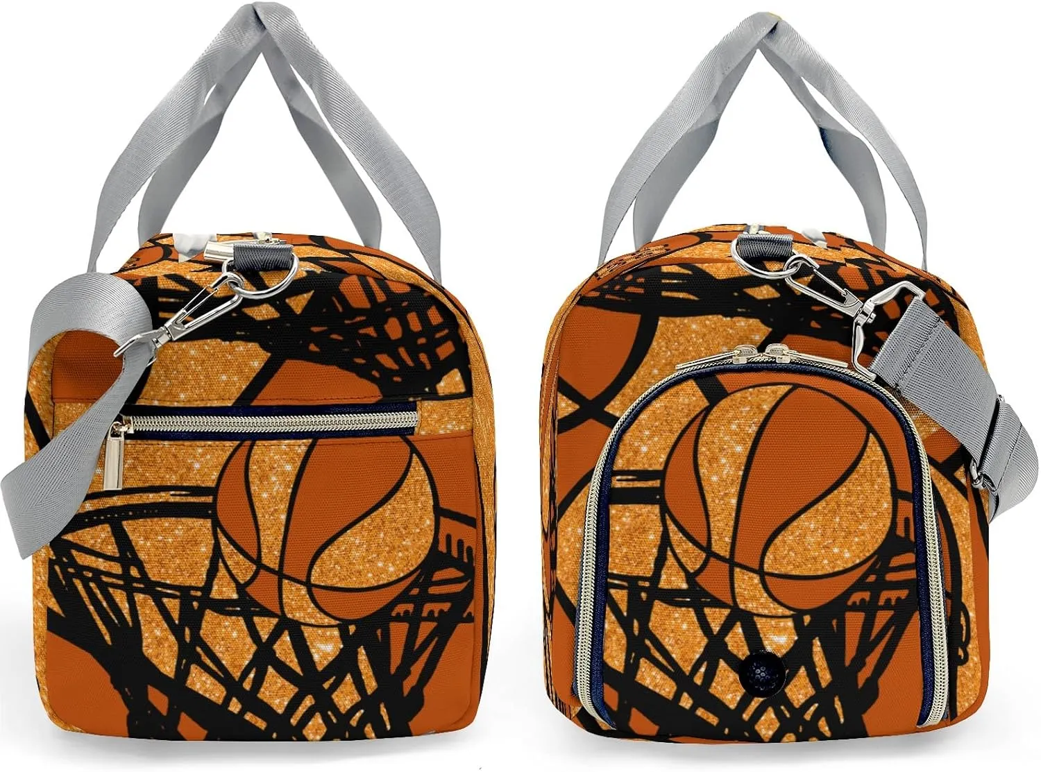 Personalized Basketball Gym Orange Duffel Bag,Customized Sport Player Travel Bag for Gifts
