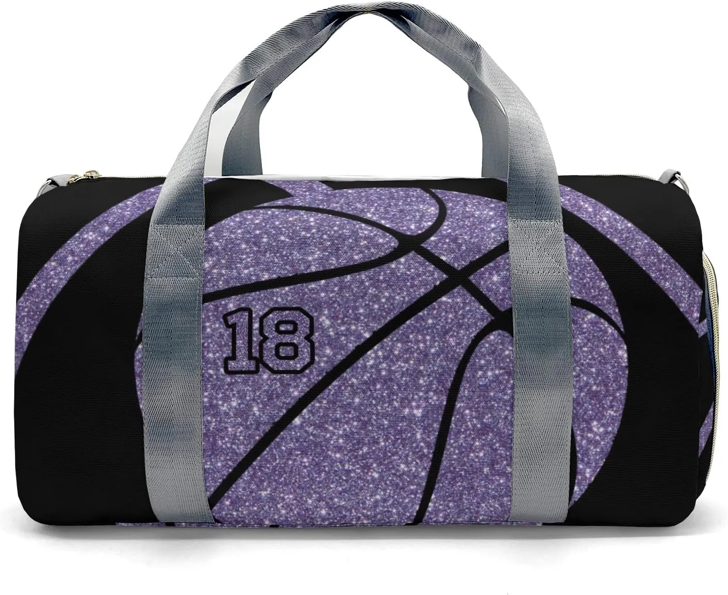 Personalized Basketball Purple Duffel Bag,Customized Sport Player Travel Bag for Gifts