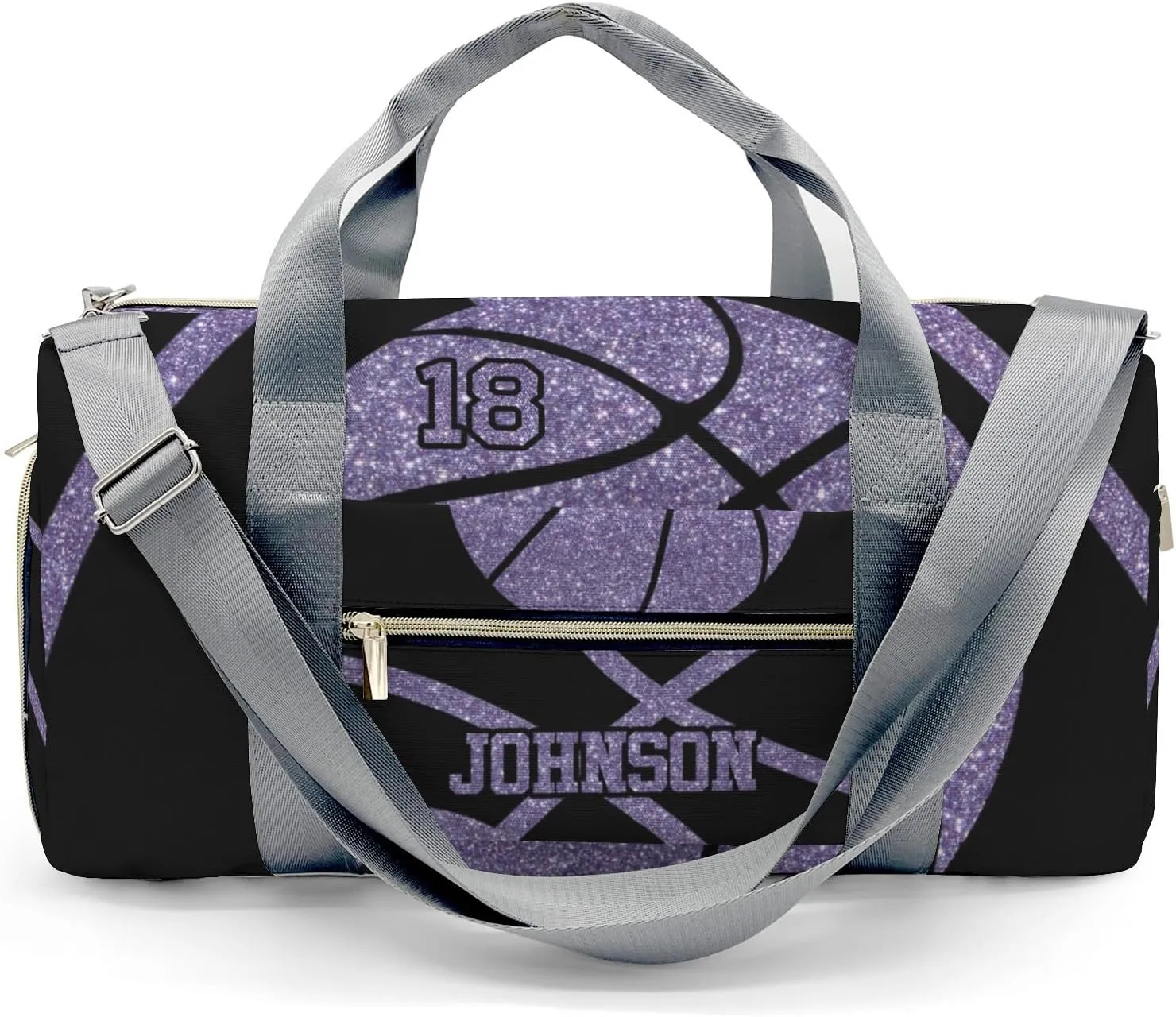 Personalized Basketball Purple Duffel Bag,Customized Sport Player Travel Bag for Gifts