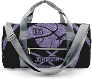 Personalized Basketball Purple Duffel Bag,Customized Sport Player Travel Bag for Gifts
