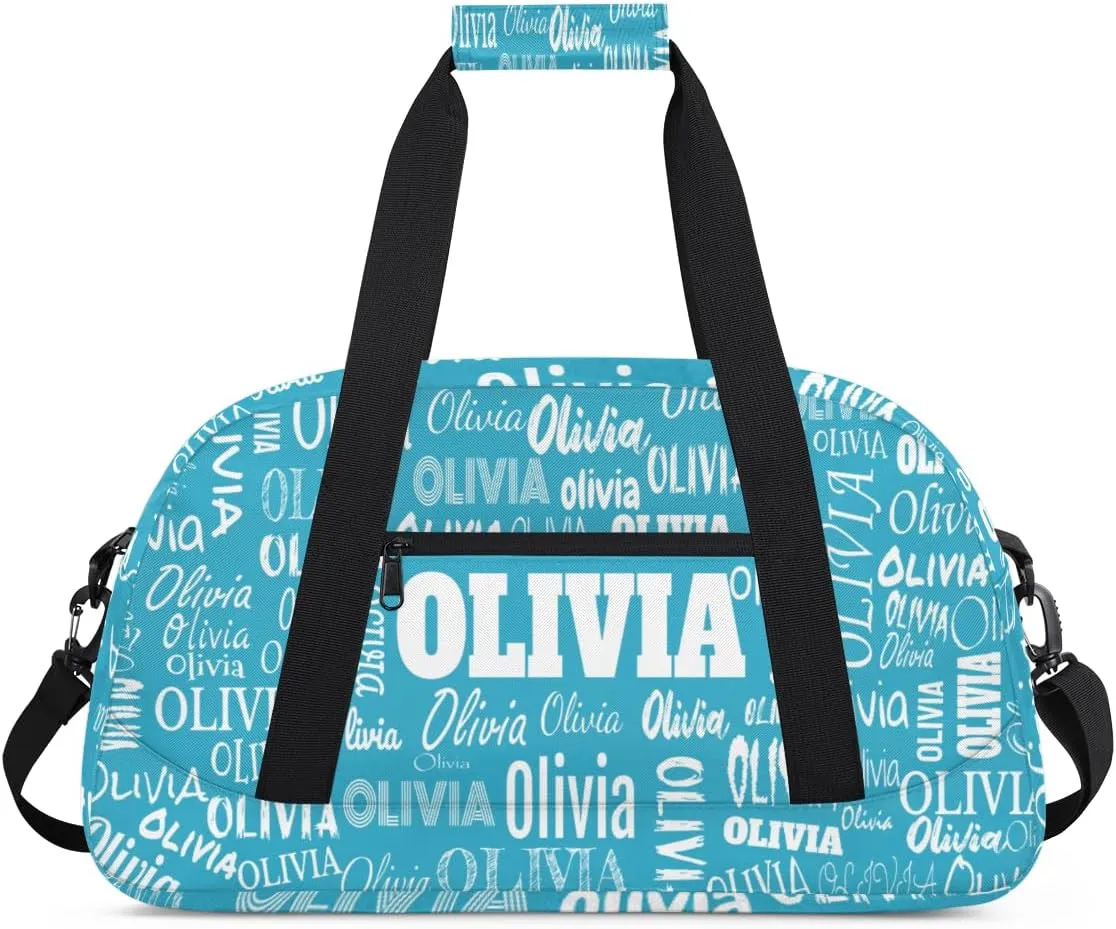 Personalized Cheer Bag Sport Duffel Bag, Cheerleader Customize Travel Duffle Bag with Name, Overnight Weekender Bags Perform Cheer Bag, Deep Sky Blue