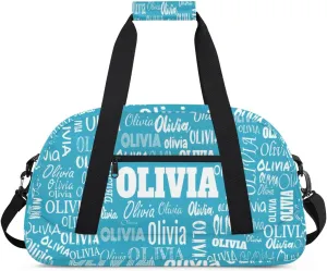 Personalized Cheer Bag Sport Duffel Bag, Cheerleader Customize Travel Duffle Bag with Name, Overnight Weekender Bags Perform Cheer Bag, Deep Sky Blue