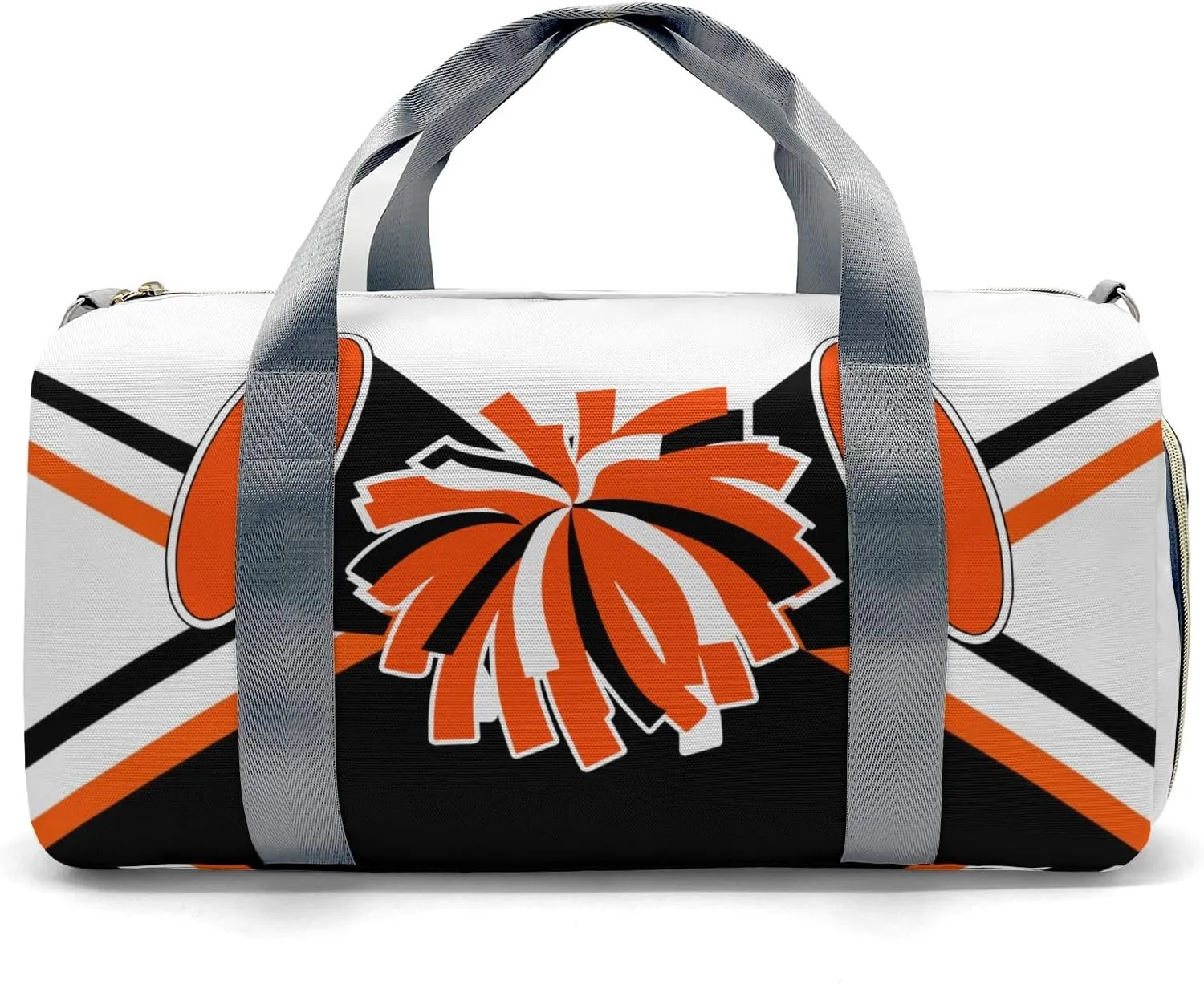 Personalized Cheer Black Orange Duffel Bag Travel Bag with Shoes Compartment Gym Yoga Sport Men Women Waterproof with Name