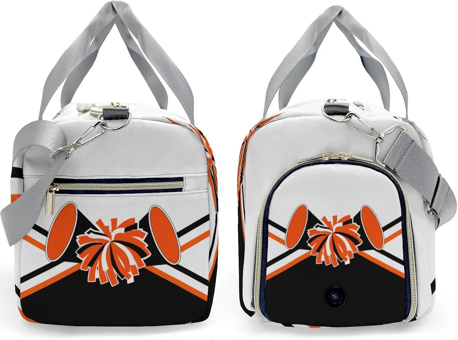 Personalized Cheer Black Orange Duffel Bag Travel Bag with Shoes Compartment Gym Yoga Sport Men Women Waterproof with Name