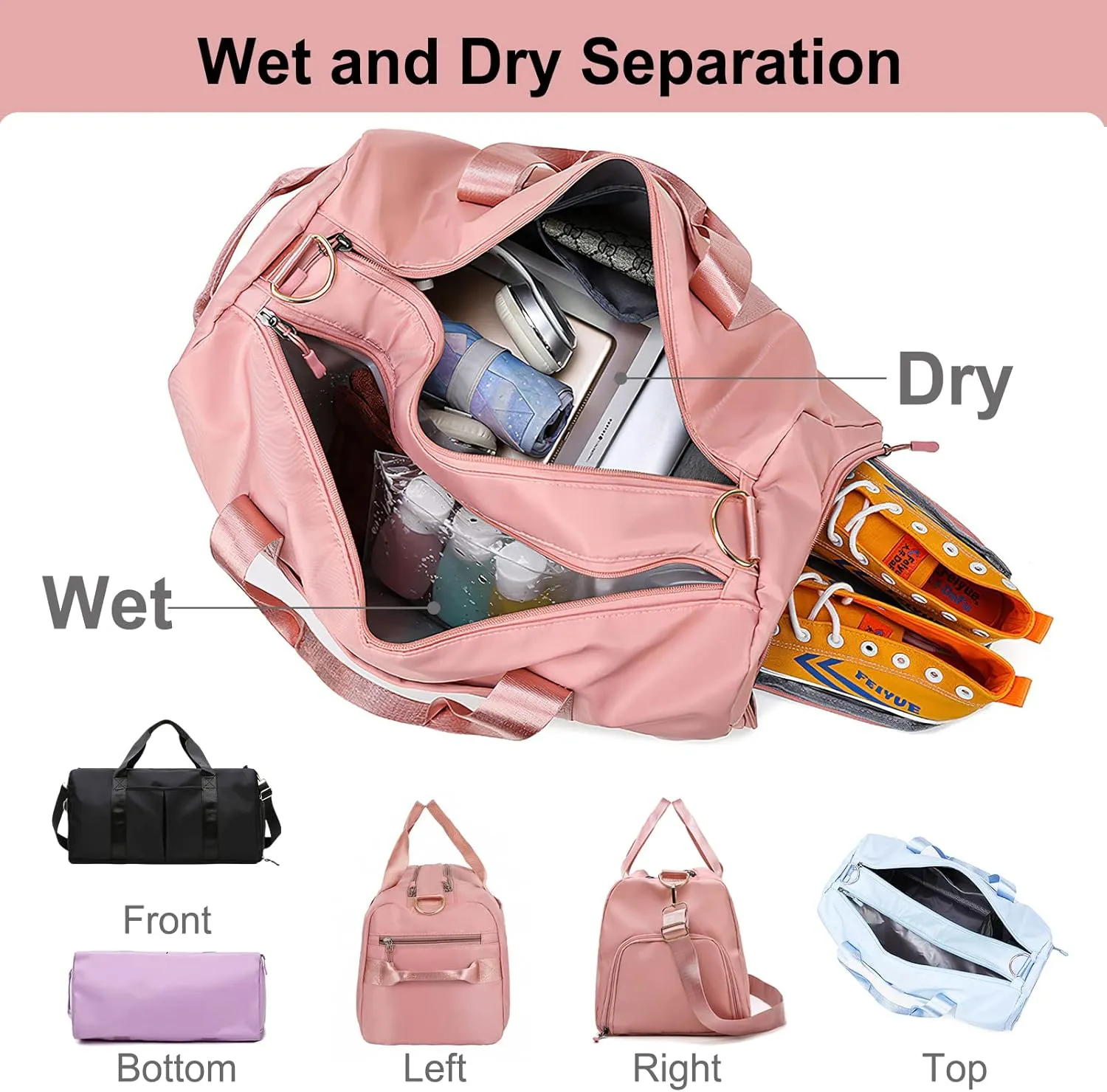 Personalized Custom Duffel Bag - Black - Multipurpose Travel Gym Sport Bag - Waterproof Canvas - 19.68 x 9.05 x 9.05 Inch