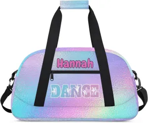 Personalized Dance Bag Gym Bag Custom Travel Overnight Bag Waterproof Sport Bag Lightweight Carry-On Tote for Women Men 18.9in, Gradient Blue Purple