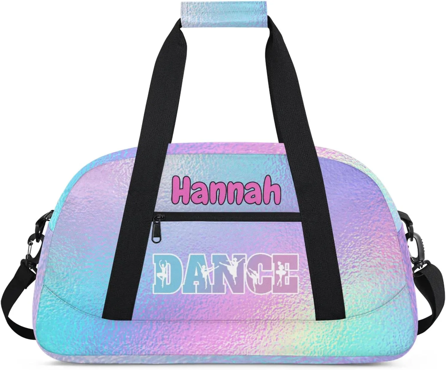 Personalized Dance Bag Gym Bag Custom Travel Overnight Bag Waterproof Sport Bag Lightweight Carry-On Tote for Women Men 18.9in, Gradient Blue Purple