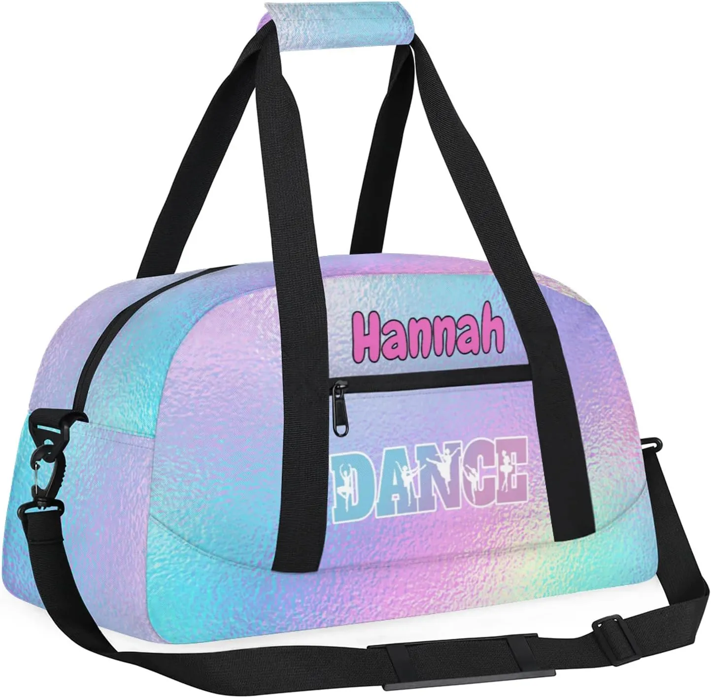 Personalized Dance Bag Gym Bag Custom Travel Overnight Bag Waterproof Sport Bag Lightweight Carry-On Tote for Women Men 18.9in, Gradient Blue Purple