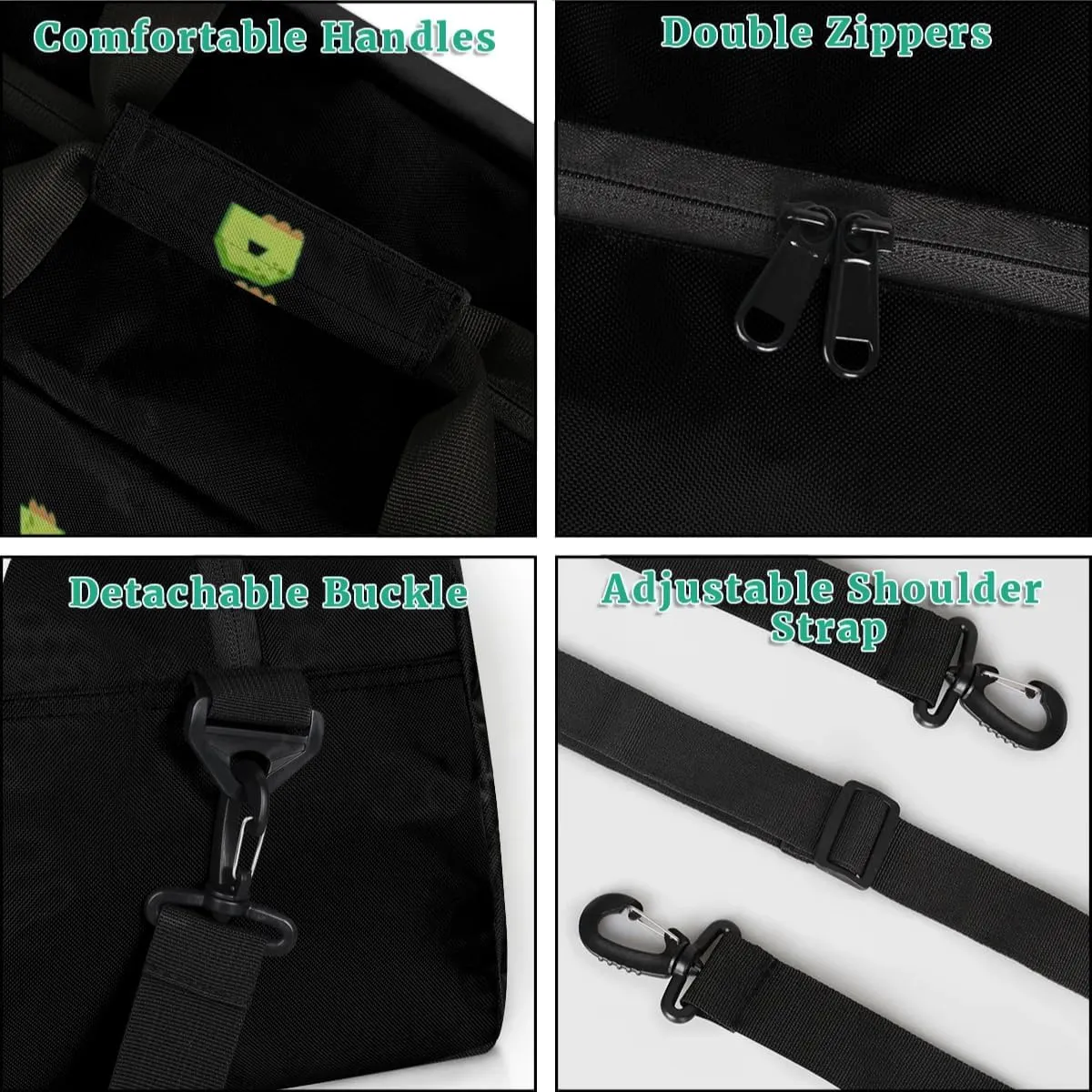 Personalized Duffel Bag for Boys Gym Bag with Name Small Overnight Tote Bag for Kids Music Dinosaur Black Sports Bag