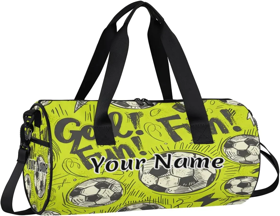 Personalized Duffel Bag for Women, Custom Soccer Ball Gym Bag for Sports, Waterproof Dance Bag with Name, Lightweight Carryon Gym Bag, Sports