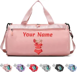 Personalized Duffel Bag with Name, Custom Sports Gym Bag for Men Women, Gift for Fitness/Travel Enthusiasts - Adjustable Shoulder Strap - with Dry Wet Pocket & Shoes Compartment - Pink