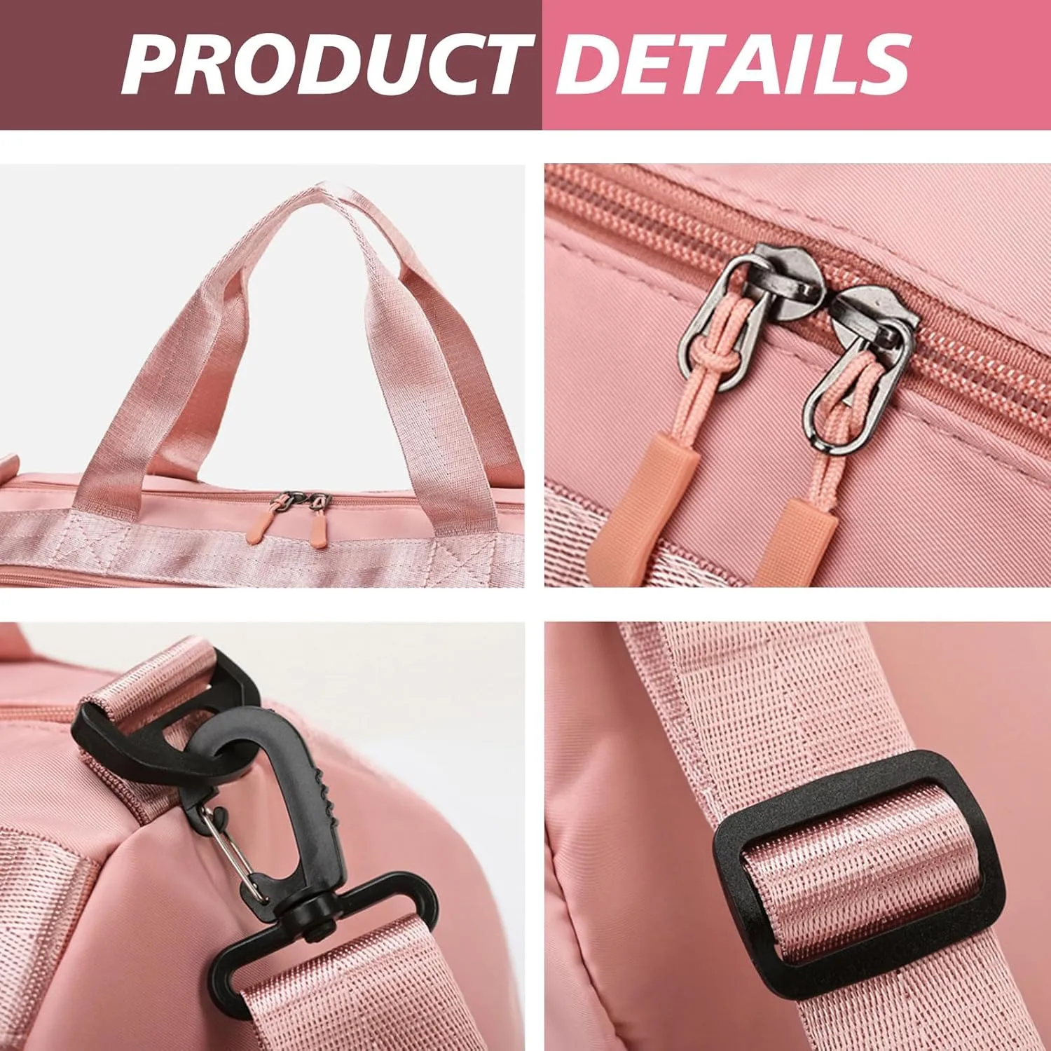 Personalized Duffel Bag with Name, Custom Sports Gym Bag for Men Women, Gift for Fitness/Travel Enthusiasts - Adjustable Shoulder Strap - with Dry Wet Pocket & Shoes Compartment - Pink