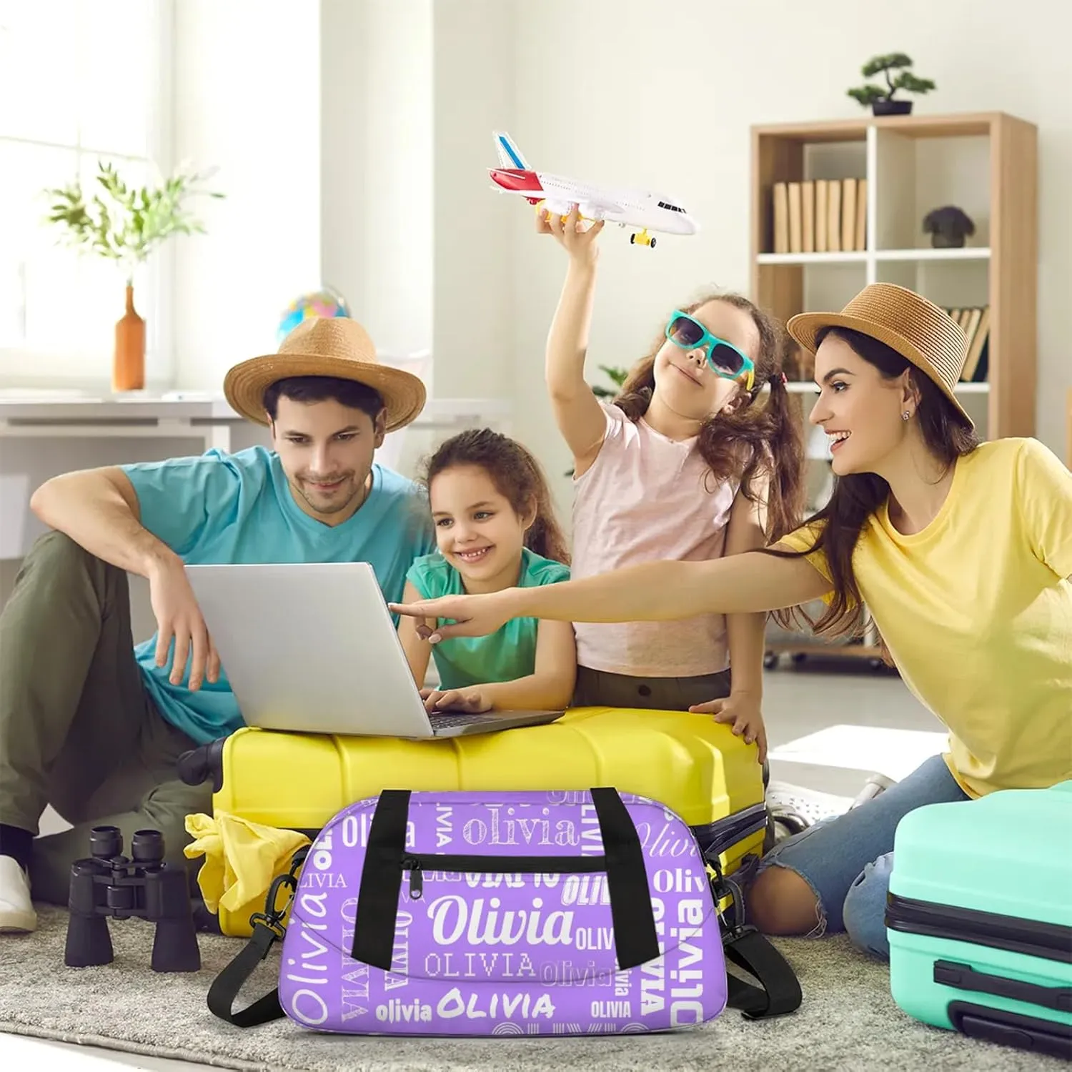 Personalized Duffel Bag with Name Custom Travel Sports Bag for Women Men Waterproof Dance Ballet Bag Lightweight 18.5in, Purple White