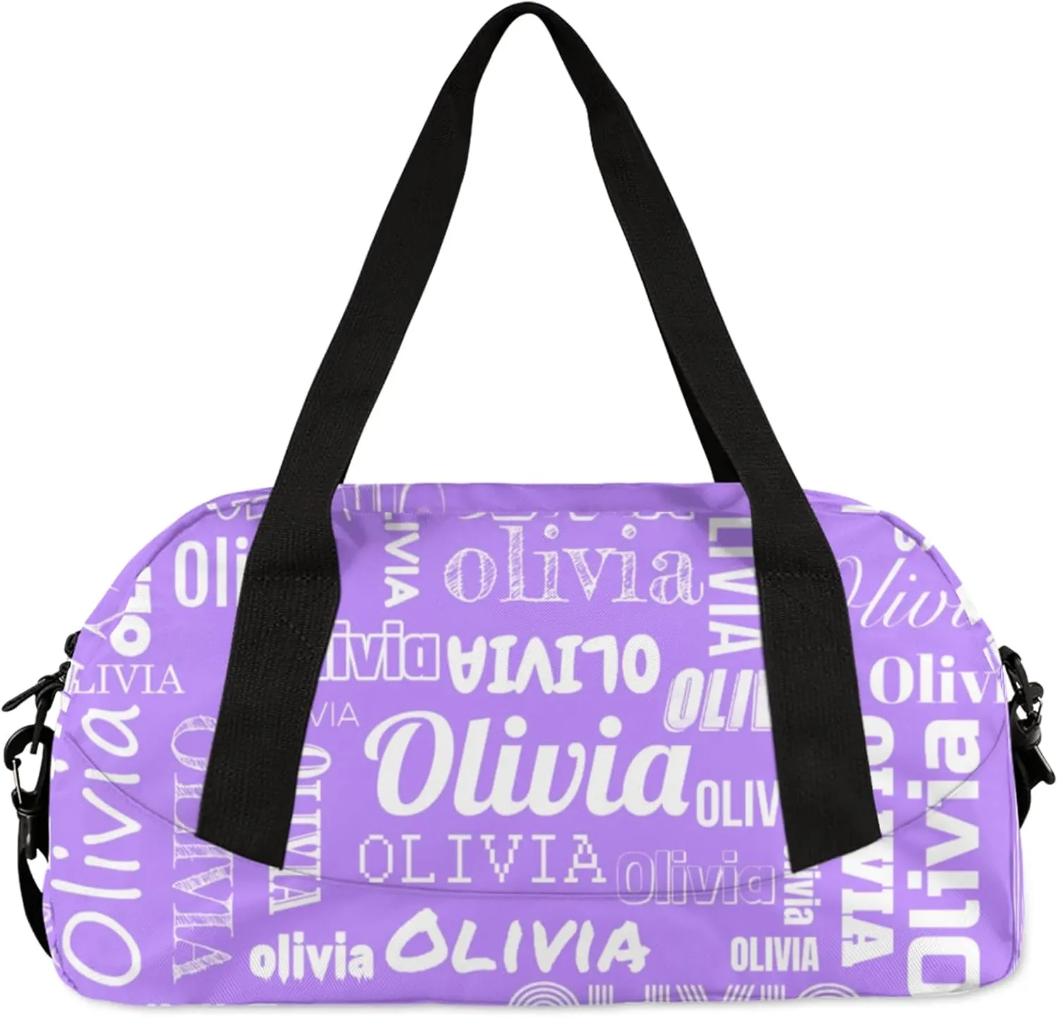 Personalized Duffel Bag with Name Custom Travel Sports Bag for Women Men Waterproof Dance Ballet Bag Lightweight 18.5in, Purple White