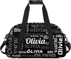 Personalized Duffel Bag with Name Custom Travel Sports Bag for Women Men Waterproof Dance Ballet Bag Lightweight 18.9in, Black