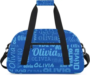 Personalized Duffel Bag with Name Custom Travel Sports Bag for Women Men Waterproof Dance Ballet Bag Lightweight 18.9in, Blue