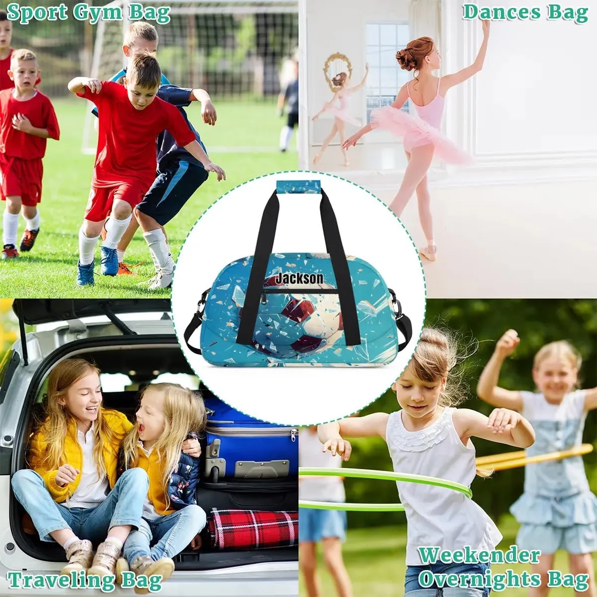 Personalized-Duffel-Bags for-Kids Gym Bag with-Name Small Sports-Bag for Boys Luggage Bags Boys-Soccer-Bag Blue-Travel-Bag
