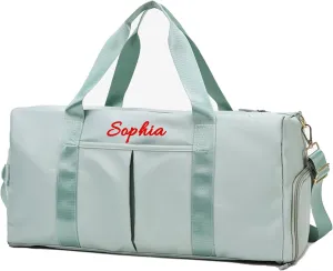 Personalized Duffel Travel Bag Name Custom Sports Gym Bags Customized Dance Bag with Wet Dry Pockets & Shoe Weekender Overnight Bridesmaid Gift
